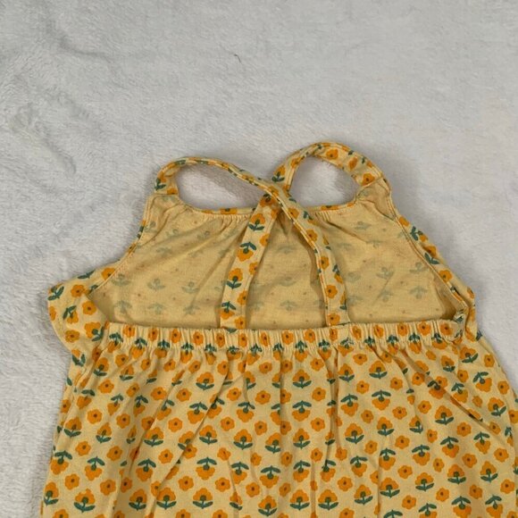 5/$25 Carter's yellow spring florals strappy sleeveless shorts bubble romper - Picture 6 of 7